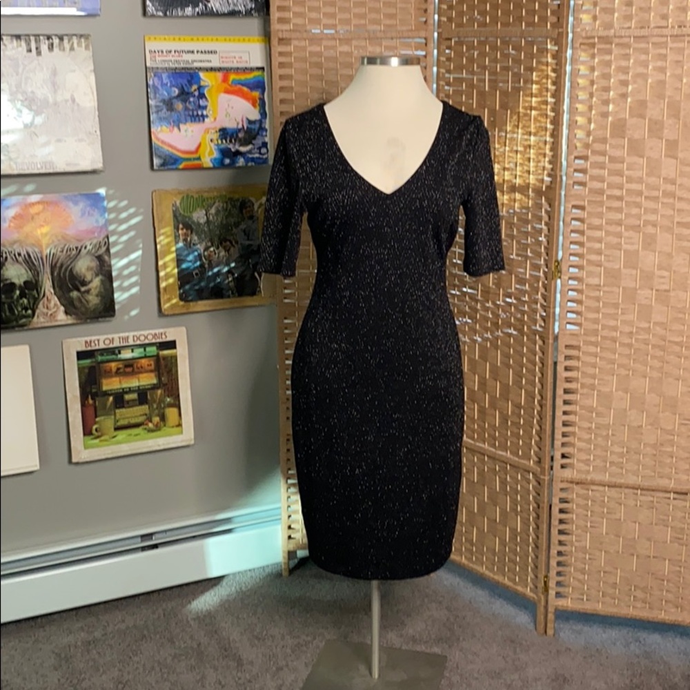 Black and silver keyhole corset back dress